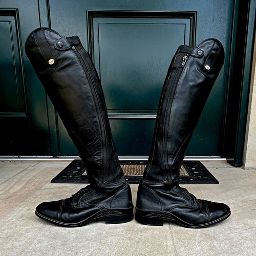 Schwarze leder reitstiefel - schwarze,