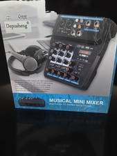 Depusheng U4 Tragbare Mini 4 Kanäle Mixer Audio DJ Konsole mit Soundkarte, USB,