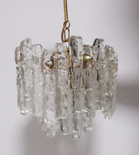 J. T. Kalmar Eisglas & Messing Kronleuchter Hängelampe Vintage 60er