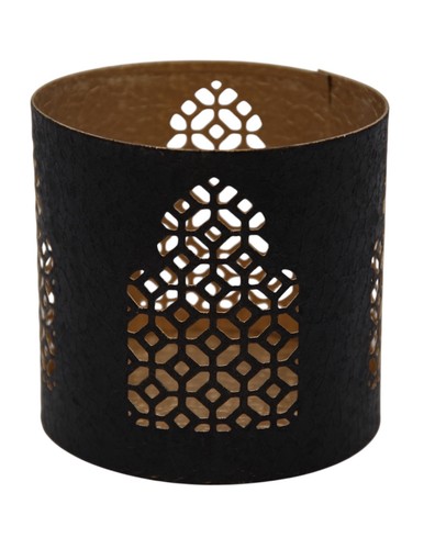 Windlicht metall schwarz gold - windlicht,