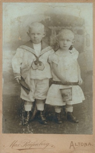 Cdv kinder mit sandeimer - cdv,