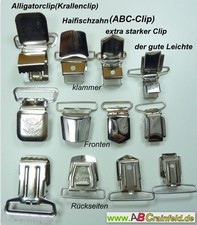 Hosenträgerclips extra stark  Krallenklip Krokodilklip  ABC-Clip  Blitzversand