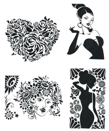 Schablone blüten damen - schablone, a3