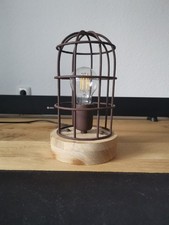 Industrie Industrial  Tischlampe Nachtschrank Echtholz