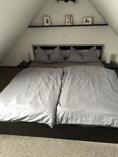 Bettwäsche, 2 Sets, hellgrau, Seersucker, 135x200, Kissen 40x80 cm