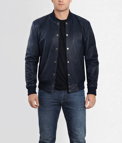 Marineblaue lederjacke herren - marineblaue,