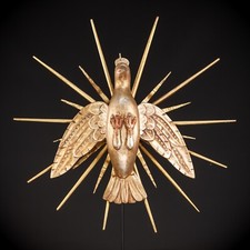 Gott der Heilige Geist Skulptur | Antike Heiliger Geist Holz Vergoldet Holz Statue 18,1"