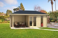 Gartenhaus Blockhaus Freisitz Venezia 40 mm 576x300 cm Terrasse m. Fußb. Tene