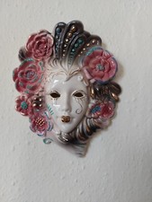 Masken Keramik, "Fasching in Venedig"  Wandschmuck, hochwert. Design, 2 Stück