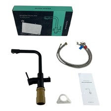 FORIOUS Wasserhahn Küche Schwarz, 3 Wege Armatur  Mischbatterie Küche, Zweigriff