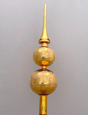 Krebs Glas Lauscha Christbaum-Spitze gold-glänzend Doppel-Tannenbaumspitze