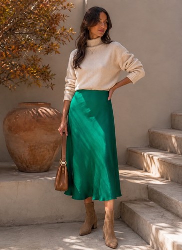 Zara satin midi rock - zara,