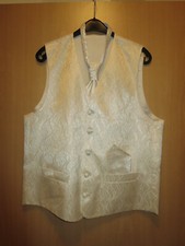 Masterhand Weste Einstecktuch Plastron Krawatte beige Gr M 98 L40 Hochzeit