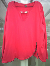 edles rotes Shirt von Tredy, Gr. 3 (ca. 44/46), m. Glitzerreißverschluss/Kette