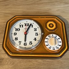 Küchenuhr Keramik mit Eieruhr, Vintage, Space Age, Quartz made in Germany