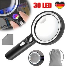 30x LED Lupe Leselupe mit Licht Beleuchtung Vergrößerungsglas Juwelierlupe NEU