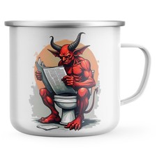Lustiger Teufel Emaille Becher Teufel Toilette Zeitung Humor Camping Tasse Geburtstag Geschenk