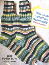 Gr 44 45 Handgestrickte Socken DICKE WEICHE Wollsocken Landlust Merino Bunt Blau