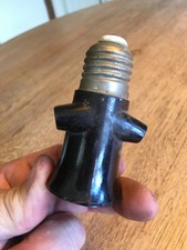 antike Bakelit Fassung E27 Lampenfassung  Stromdieb mit Steckdosen alt