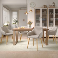 Goeurvant Esszimmerstühle 2/4/6er Set Küchenstühle mit Armlehnen Beige Polyester