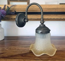 Jugendstil Wandlampe AURUM Glas Messing Wandleuchte Lampe Antik Stil Art déco