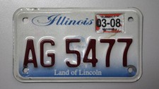 Illinois Nummernschild USA Motorrad Kennzeichen Motorcycle License Plate AG 5477