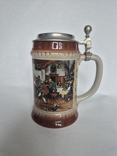 Vintage bierkrug zinndeckel - vintage,