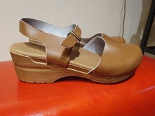 Sanita 38 Original Sansi Sandal cognac braun Damen Leder Clogs Sandalen dänische