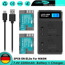 2× 2200mAh EN-EL3e EL3 Akku &