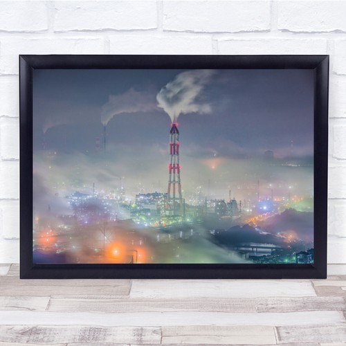 Night factory pollution - night,