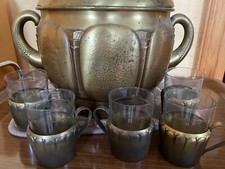 alter Bowletopf Messing mit 12