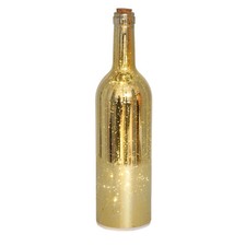 STAR LED Deko Leucht Lichter Flasche gold mit 8 ww LED 7,6x30 cm Batterie Timer