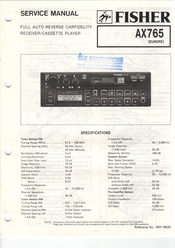 Fisher ax765 service - fisher,
