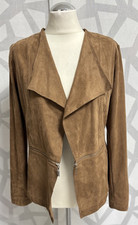 Comma Damen Blazer Jacke Gr. 38 M Lederoptik Braun