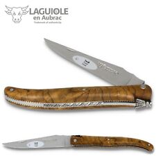 Laguiole en Aubrac Perle - Messer 12 cm - Volles Teakholz - Verzierte Platinen