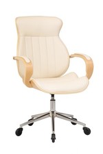 CLP Bürostuhl Melilla – eleganter Drehstuhl mit Holzrahmen &Kunstlederpolsterung