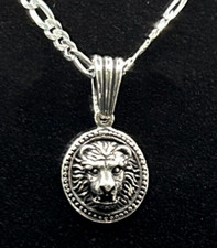 Löwenkopf Anhänger + Figaro Kette 925 Sterling Silber Herren Männer Schmuck Löwe