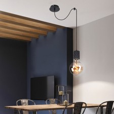 Decken Pendel Lampe Leuchte Beleuchtung Metall-Schwarz ALU Wohn Zimmer Big.Light