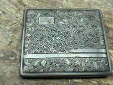 altes Zigarettenetui graviert Blechdose Neusilber Alpacca? Art Deco Jugendstil