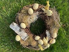 Vintage Hase Ostern Kranz Natur Weidenkätzchen Rebenkranz Moos Frühling  42 cm