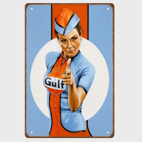 Blechschild gulf racing pin - blechschild,