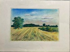 ::FRANZ EHMKE *1928 -2018 DDR MALER °BLICK AUF BEBAUTE ANLAGE VOR DEM ROGGENFELD