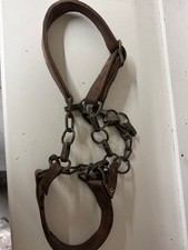 Schweres Lederhalfter mit Ketten, Kaltbluthalfter, Gross, Zugpferde, Kaltblüter