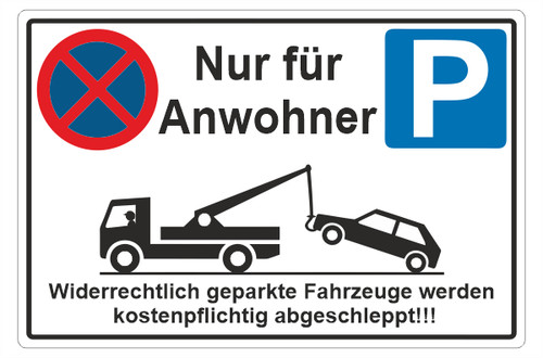 Nur für anwohner - nur, parkverbot