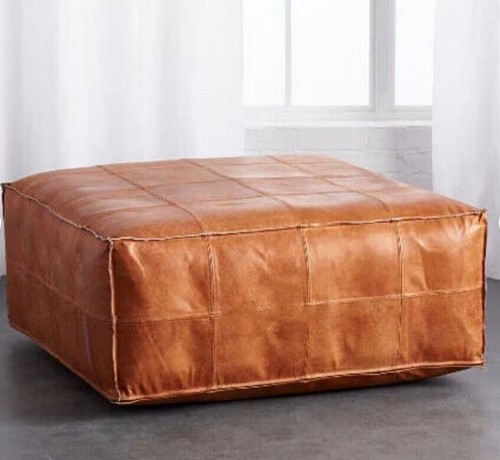 Leder pouf fußhocker braun - pouf,
