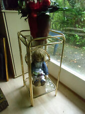 Beistelltisch Messing Rauchglas Vintage Blumentisch 72cm