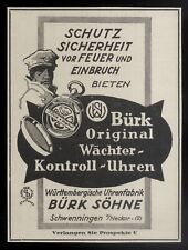 Alte Werbung 1923 Wächterkontrolluhr (3) Uhrenfabrik Bürk Söhne Schwenningen