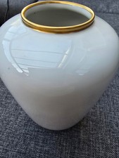 1 Antike Rosenthal Selb Germany Vase Ø ca. 5cm oben 16cm hoch weiß m. Goldrand