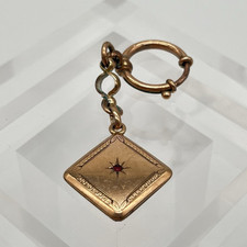 Jugendstil Uhrenkette Anhänger vergoldet Rubin Schmuck Gold Double Antik Schmuck