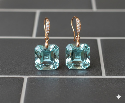 Aquamarin kissen ohrring - aquamarin,
